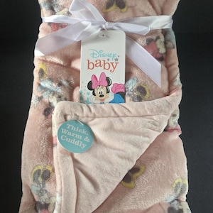 Disney Baby Minnie Mouse Pink Plush Blanket 30x40 Baby Girls Soft Warm Cuddly image 1