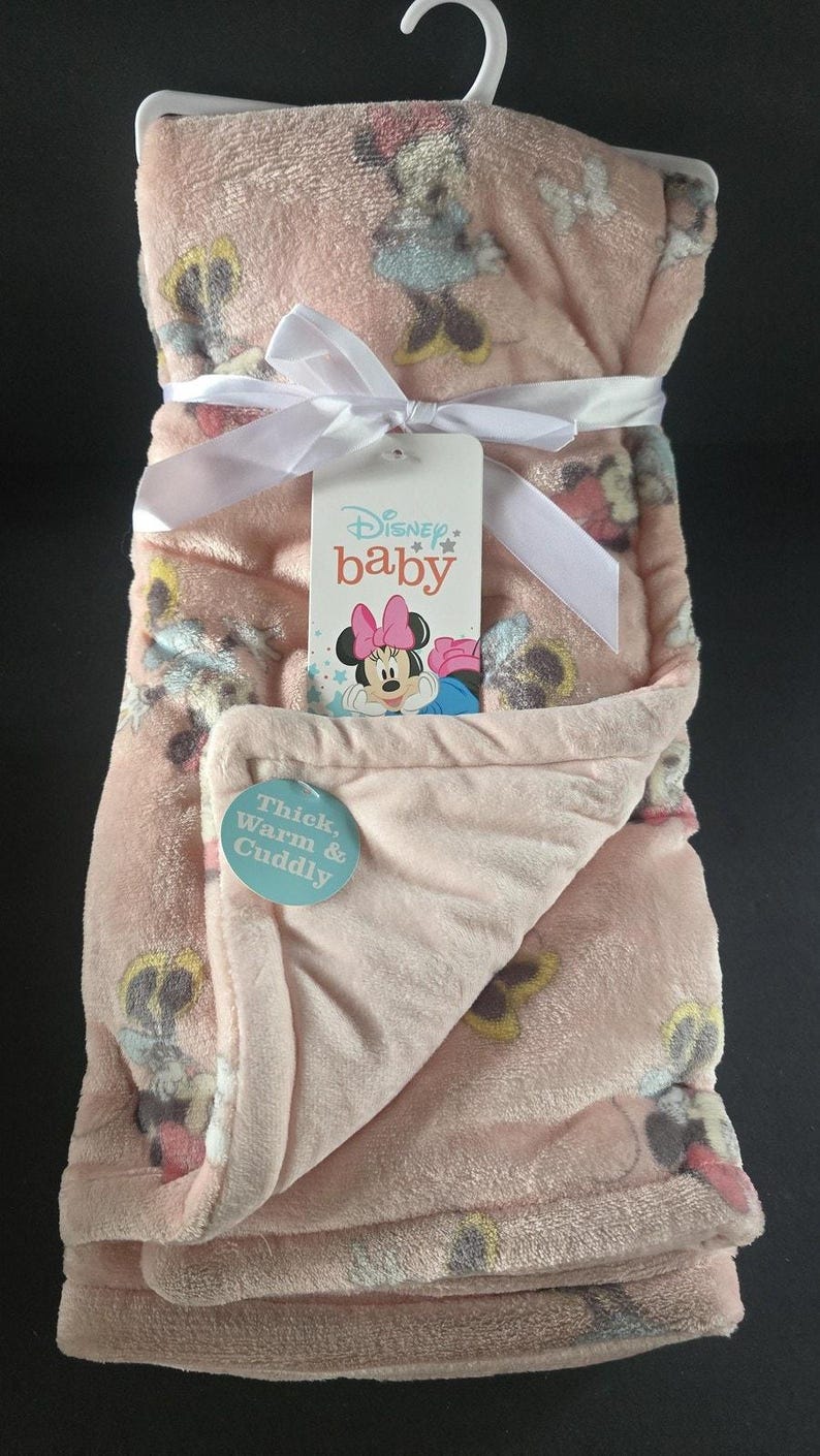 Disney Baby Minnie Mouse Pink Plush Blanket 30x40 Baby Girls Soft Warm Cuddly image 1