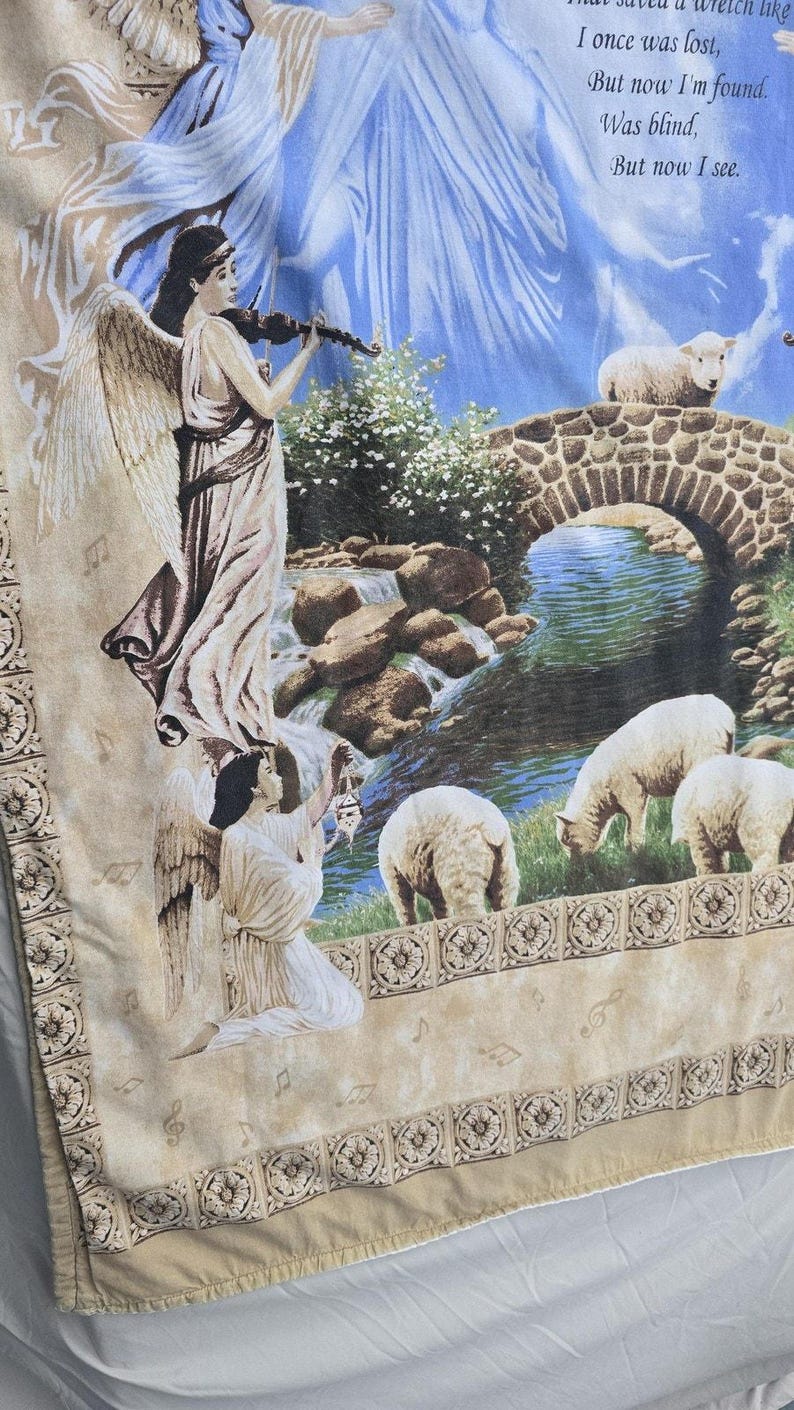 Koc wiszący Springs Industries Amazing Grace Angels Sheep z bawełny zdjęcie 3