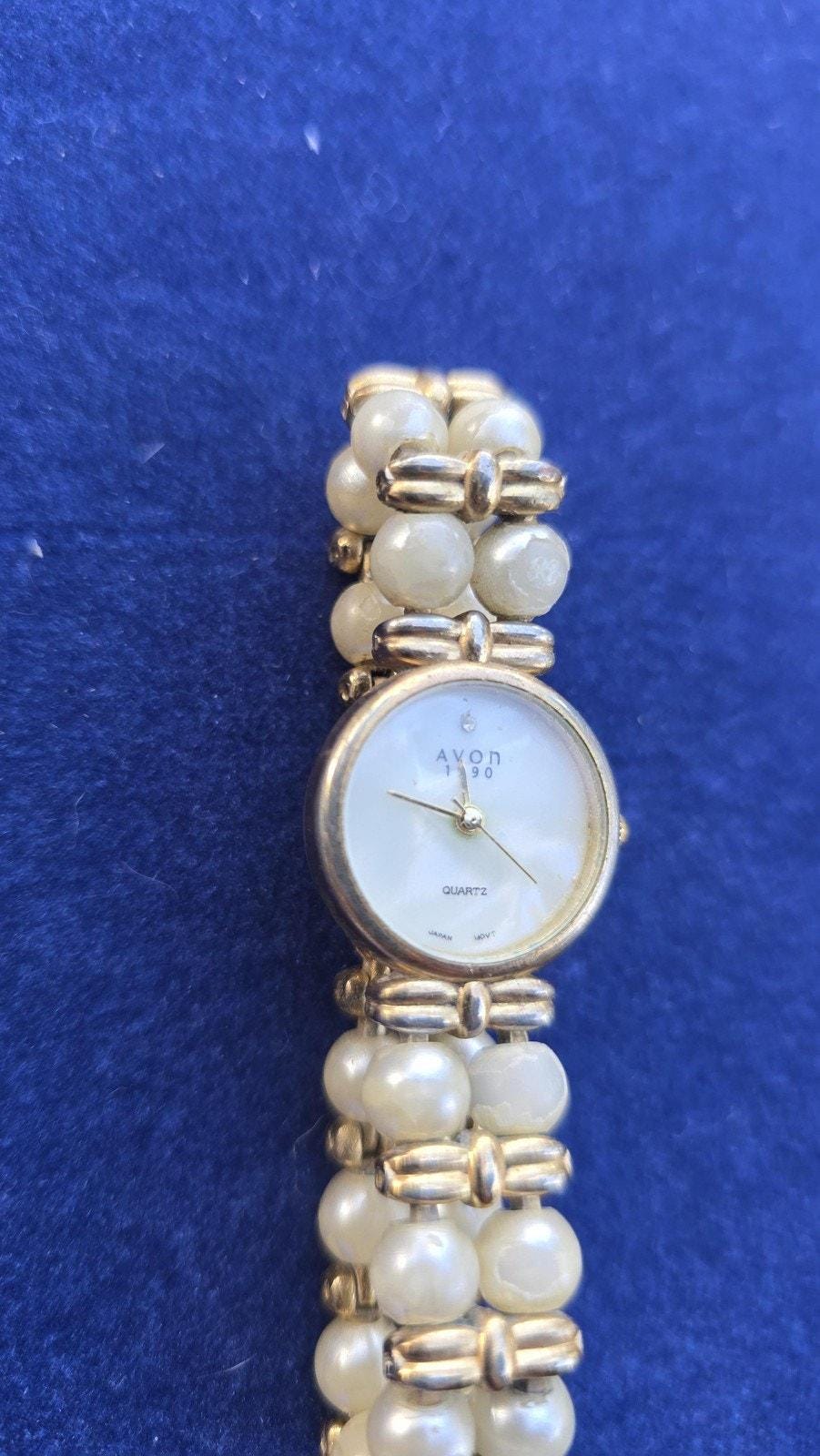 Vintage Avon 1990 Watch Womens Quartz Faux Pearl Bead  display picture 1