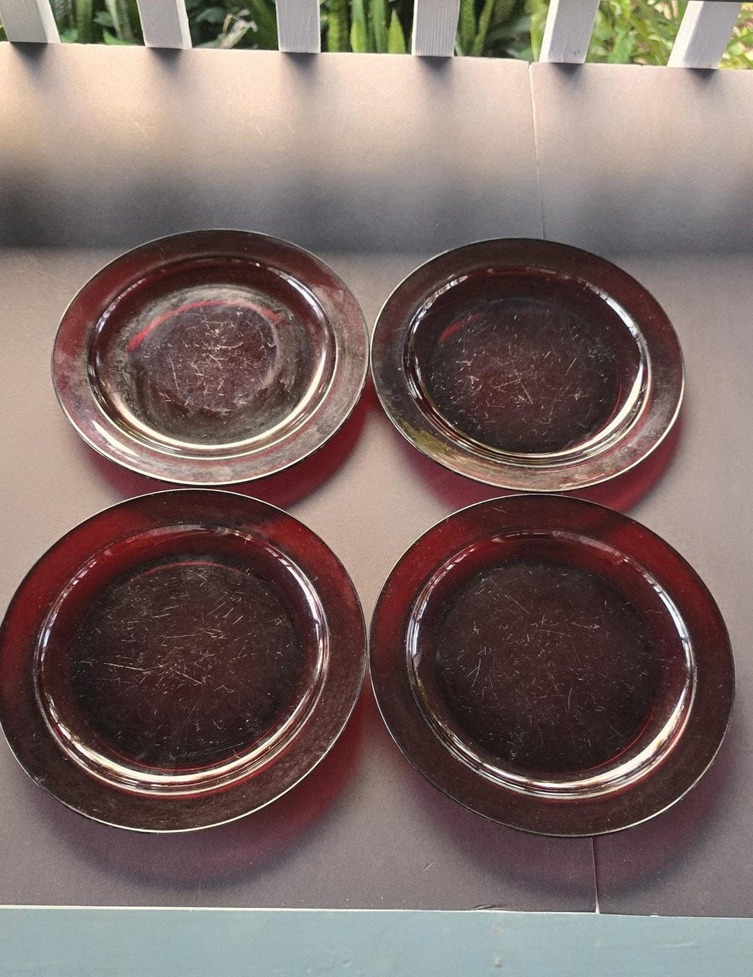 Ruby Plate Arcoroc Ruby Red Glass Dinner Plates Set of 4 Round Made in France ...