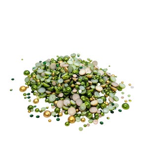 Leaping Luck, Flatback Pearls and Rhinestone Mix, Sizes Range 3MM-10MM, Flatback Resin Rhinestones, Faux Pearls Mix, Mixed Sizes