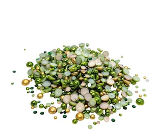 Leaping Luck, Flatback Pearls and Rhinestone Mix, Sizes Range 3MM-10MM, Flatback Resin Rhinestones, Faux Pearls Mix, Mixed Sizes