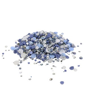 Comfy Chambray, Flatback Pearls and Rhinestone Mix, Sizes Range 3MM-10MM, Flatback Resin Rhinestones, Faux Pearls Mix, Mixed Sizes