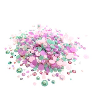Magical Mermaid mix, Flatback Pearls and Rhinestone Mix, Sizes Range 3MM-10MM, Flatback Resin Rhinestones, Faux Pearls Mix, Mixed Sizes