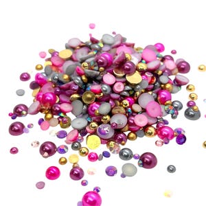 Fashionista, Flatback Pearls and Rhinestone Mix, Sizes Range 3MM-10MM, Flatback Resin Rhinestones, Faux Pearls Mix, Mixed Sizes