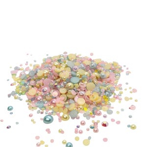 Perfect Pastels, Flatback Pearls and Rhinestone Mix, Sizes Range 3MM-10MM, Flatback Resin Rhinestones, Faux Pearls Mix, Mixed Sizes