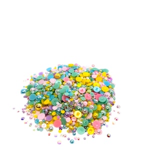 Bunny Hop, Flatback Pearls and Rhinestone Mix, Sizes Range 3MM-10MM, Flatback Resin Rhinestones, Faux Pearls Mix, Mixed Sizes