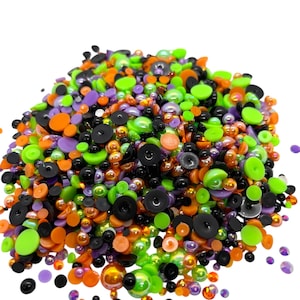 Monster mash, Flatback Pearls and Rhinestone Mix, Sizes Range 3MM-10MM, Flatback Resin Rhinestones, Faux Pearls Mix, Mixed Sizes