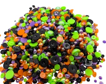 Monster mash, Flatback Pearls and Rhinestone Mix, Sizes Range 3MM-10MM, Flatback Resin Rhinestones, Faux Pearls Mix, Mixed Sizes