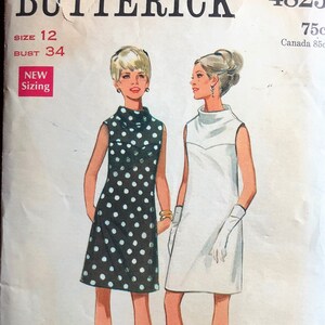 One Piece Dress Pattern, 1960s Easy Dress Pattern,  Vintage Butterick Dress Sewing Pattern, Sleeveless Dress Pattern