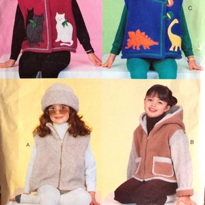 Girl&#39;s Fleece Outerwear, 1990s Vintage Vogue Sewing Pattern, Girl&#39;s Fleece Hat, Hooded Fleece Pattern, Vintage Vouge Girl&#39;s Sewing Pattern
