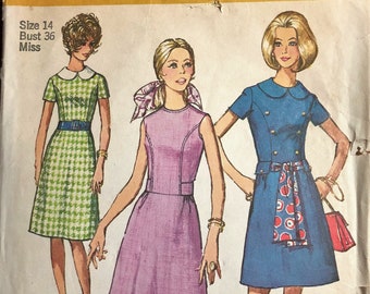 One Piece Mini Dress, 1970's Dress Pattern. 1970s Sewing Pattern, Simplicity  Dress Pattern,  Dress Pattern, Mini Dress pattern