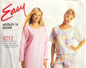 Women's Sleepwear Pattern, S - L Nightgown Pattern, Sleepware Top and Pull-on Pants Pattern,