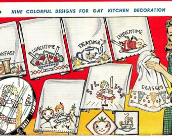 Vintage Kitchen Embroidery Designs: Tea Towel Transfer (PDF Download)
