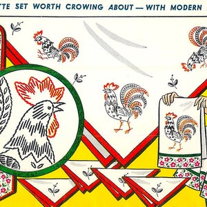 Rooster Embroidery Designs, Kitchen Embroidery , Embroidery Kit, Embroidery Designs for Iron on Transfer, Tea Towel Designs,PDF download
