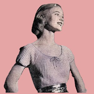 Vintage 1950s Knit Peasant Blouse Pattern (PDF Download)
