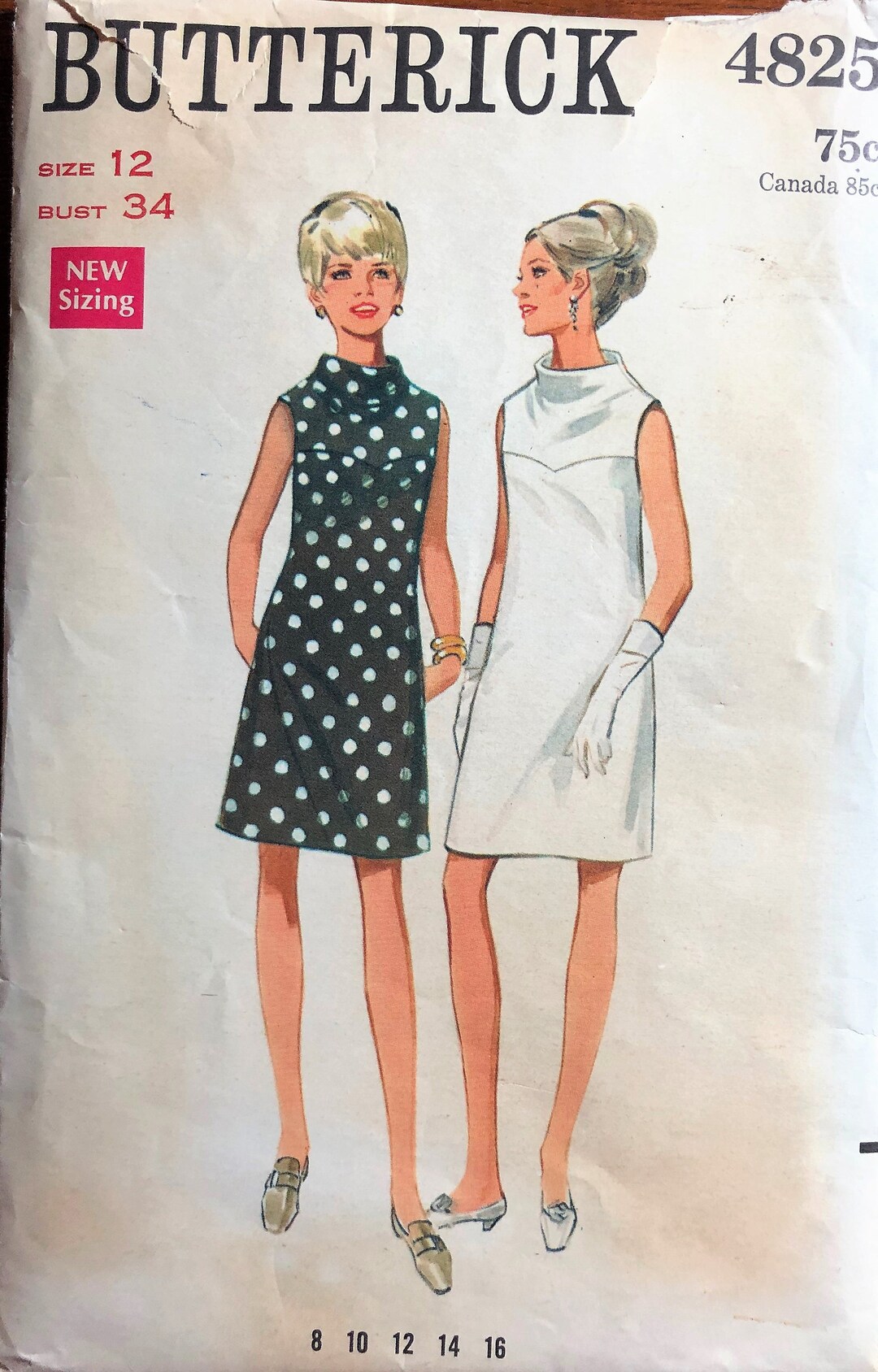 One Piece Dress Pattern, 1960s Easy Dress Pattern, Vintage Butterick Dress Sewing Pattern