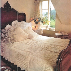 1970s Knitted Patchwork Quilt Pattern, Bulky Afghan (Digital Download)