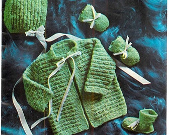 Vintage Knitted Blocks Baby Sweater Set: 1950s Knitting Pattern (PDF)