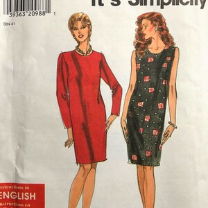 One Piece Dress Pattern, 1990s Easy Dress Pattern,  Sheath Dress Sewing Pattern, Simplicity Vintage Dress Pattern