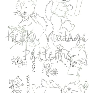 Wzory do haftu, haft kuchenny, haft kociąt, zestaw do haftu, haft żelazny na transferze, transfery na ściereczki kuchenne, pobieranie plików PDF