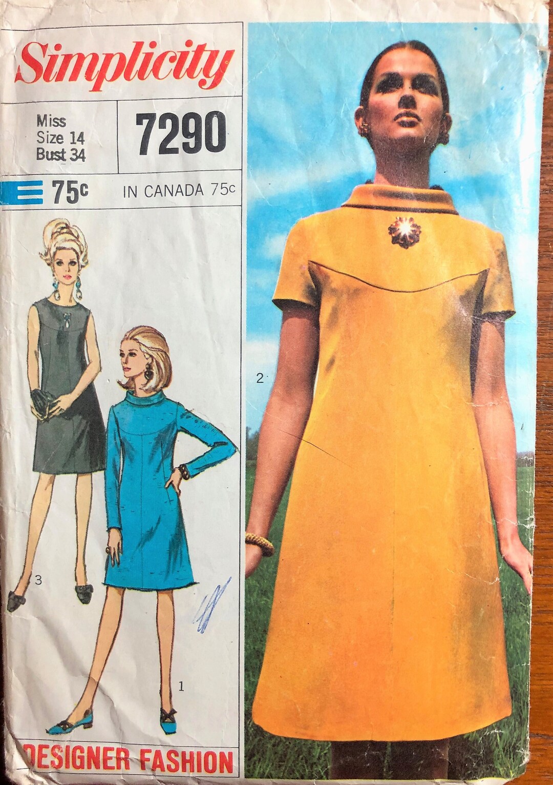 One Piece Dress Pattern, 1960s Easy Dress Pattern, Vintage Simplicity Dress Sewing Pattern