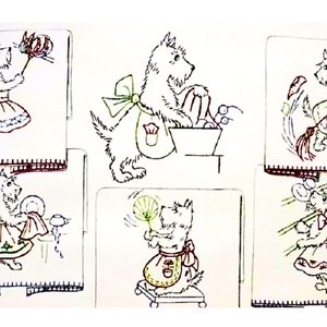 Embroidery Designs, Kitchen Embroidery , Scottie Dogs DishTowel Designs, Embroidery Iron on Transfer, Tea Towel Transfers, PDF