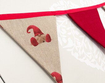 Gonk bunting, handmade gnome garland, Christmas bunting decoration, festive  banner, fabric bunting, Xmas decor, festive Holiday decorations