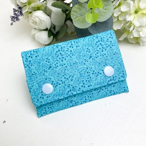 Handmade Cotton Card Wallet: Jade Leaf Print, Slim Design