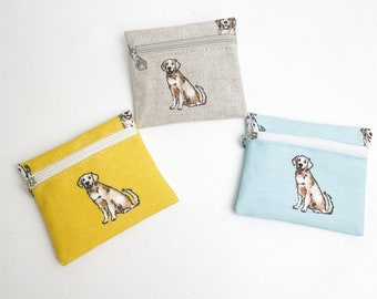 Dog Coin Purse, Zipped purse, Gift for her, Dog lovers, Handmade gift, Golden Retriever, Yellow Labrador, dog walker gift, stocking filler.