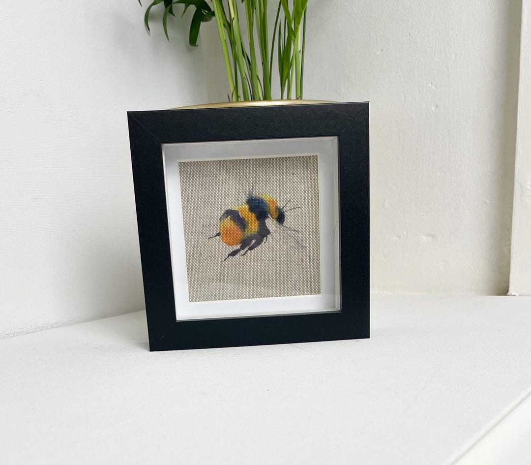 Handmade Bumblebee Fabric Art: Mini Framed Bee Print - Etsy