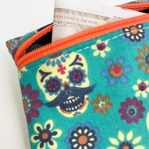 Sugar Skulls Coin Purse: Handmade Halloween Zipped Pouch