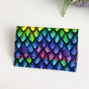 Monedero para tarjetas, Monedero de bolsillo con escamas de dragón, Ideal para efectivo y tarjetas, Regalos hechos a mano para amantes de la fantasía mítica, Monedero de tela