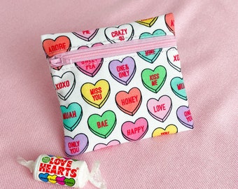Love hearts coin purse, Valentines Gift for her, girlfriend, Valentines Coin pouch,  Mothers day gift. Mum gift.