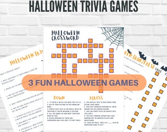 Halloween trivia, printable crossword puzzle, Halloween games, Halloween activities for kids, printable games for Halloween, party game