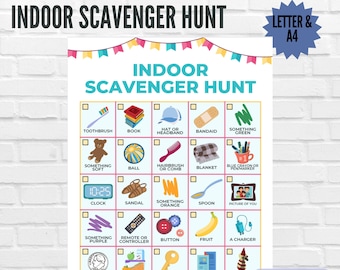 Speurtocht afdrukbaar, leuke spelletjes voor kinderen, schattenjacht binnenshuis, activiteiten op een regenachtige dag, binnenspelen voor kinderen, familiespelletjes afdrukken