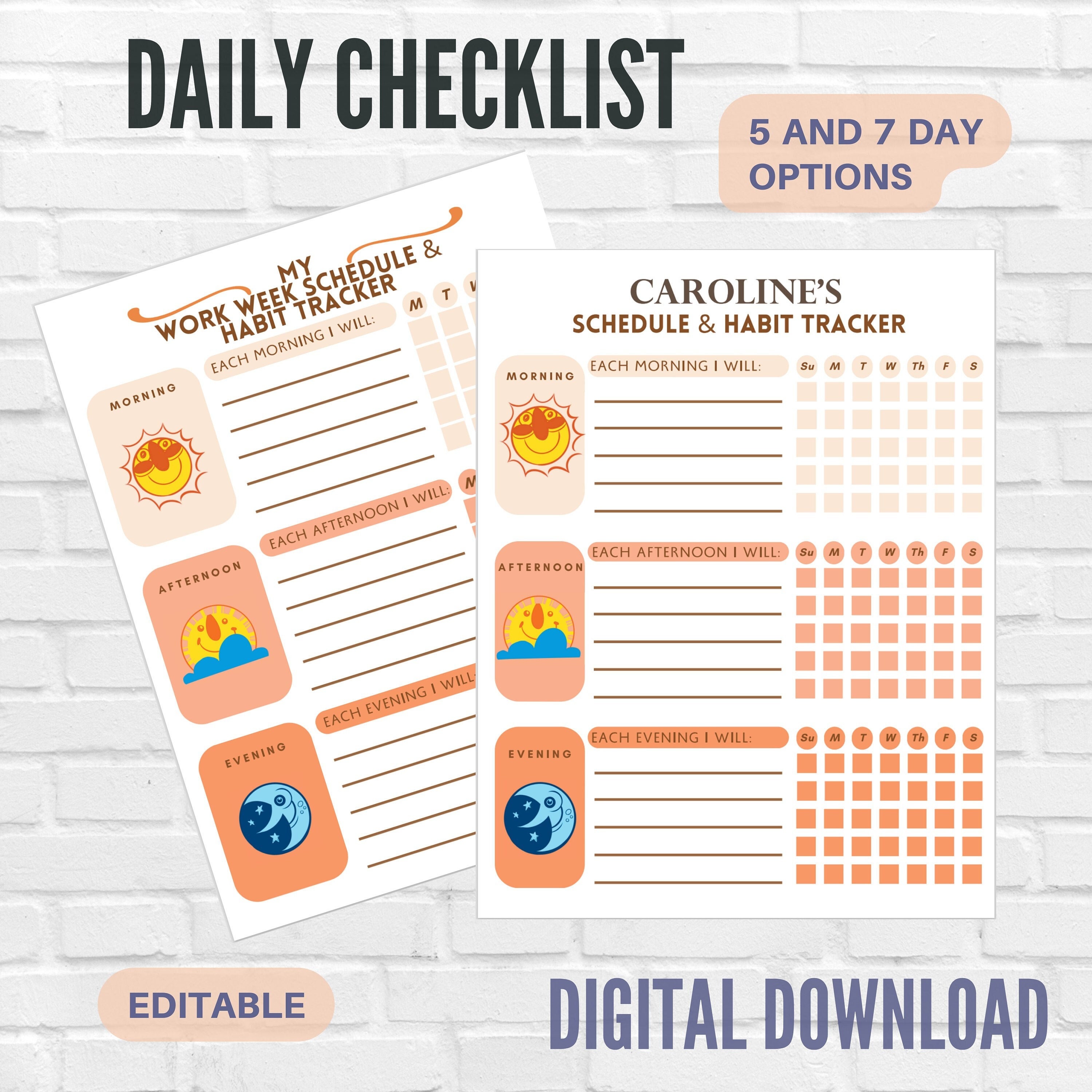 Habit Tracker Printable, Daily Routine Chart, Checklist Printable ...