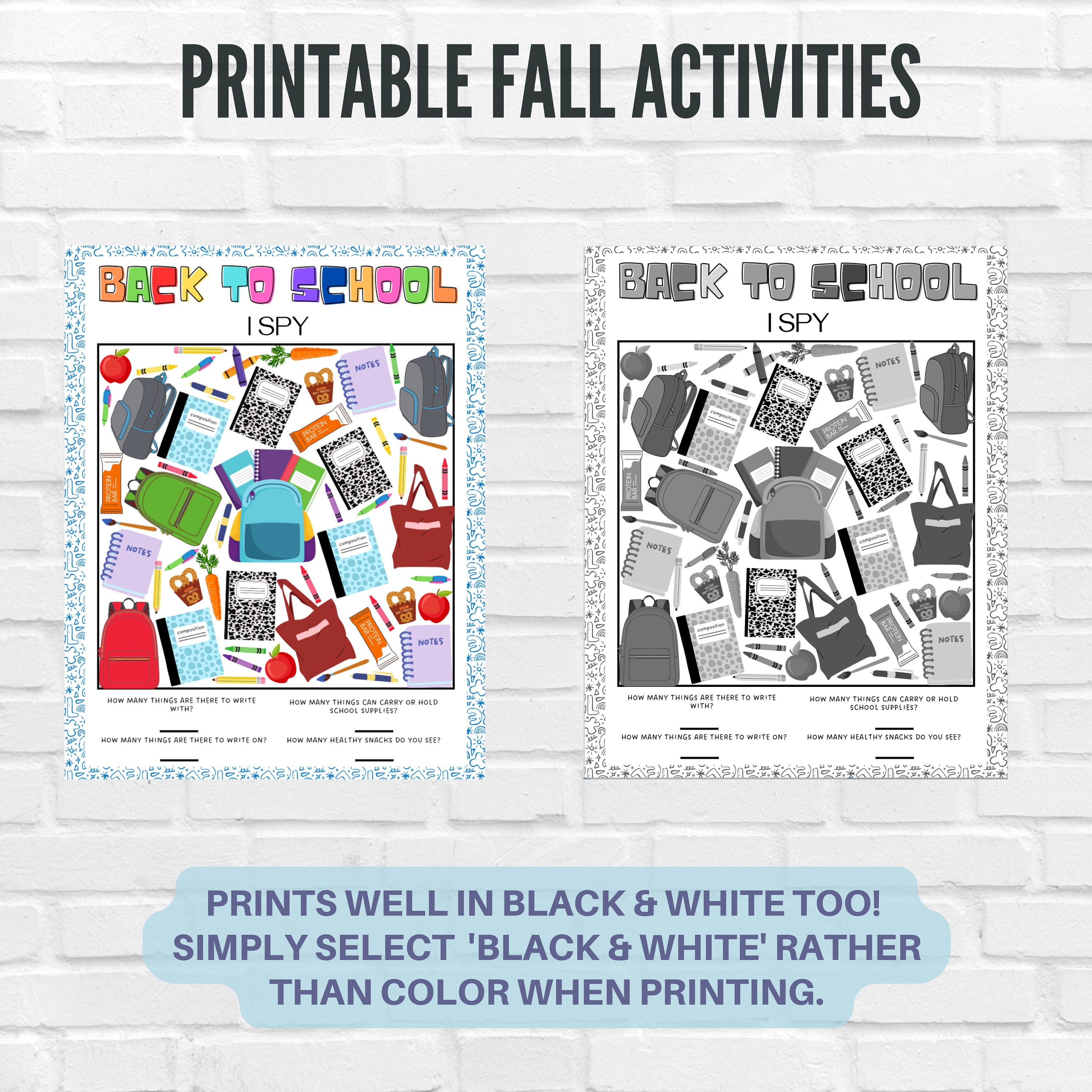 Back to School Games, First Day of School Activities, I Spy Printable ...