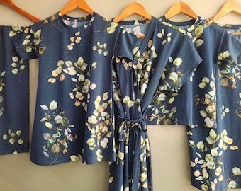 Conjunto de bata y bata de entrega - Edición Eucalipto - Eucalipto y oro / Camisetas a juego para papá, hermanos mayores y un arrullo.