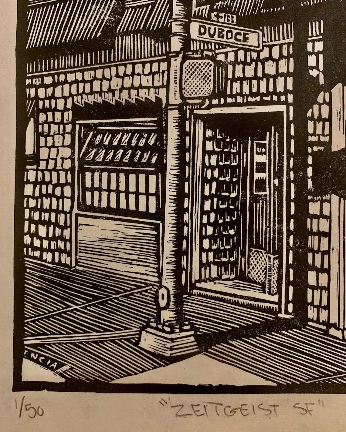 Zeitgeist Sf Zeitgeist SF- Artist Proofs- Original Linocut, Handprinted, Dive Bar ...
