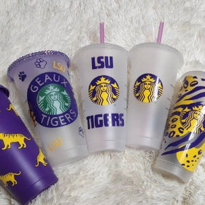 LSU Tigers Tumbler Louisiana State University Drink Cup with cover and  straw