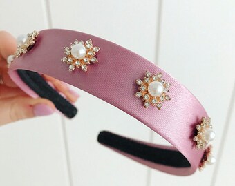 Alice Band Hairband Stunning Jewelled Baby Pink Embellished Headband Alice Band Hairband Stunning Jewelled Baby Pink Embellished Headband