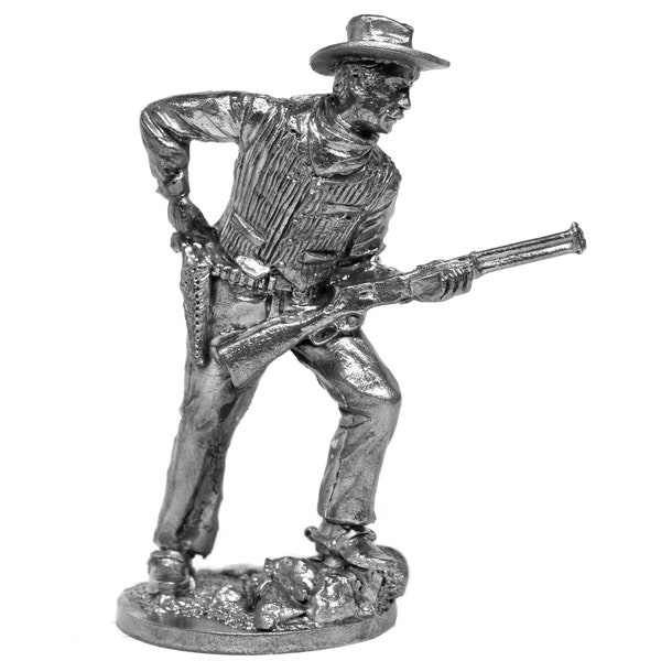 American Western Cowboy Polished Metal Sculpture Collectable Cowboy Miniature Figurine Soldier Wild West Cowboy Decoration Statue NOT A TOY!