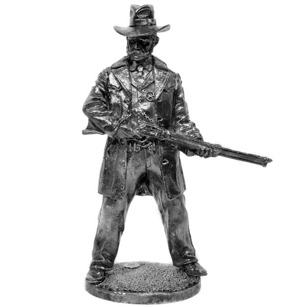 American Western Sheriff Polished Metal Sculpture Collectable Cowboy Miniature Figurine Wild West Cowboy Statue Old West Sheriff  NOT A TOY!