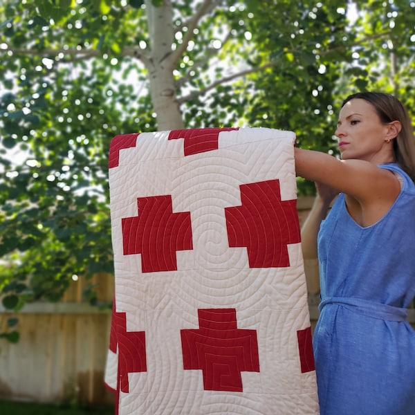 Swiss Cross Classic, Red and White Quilt