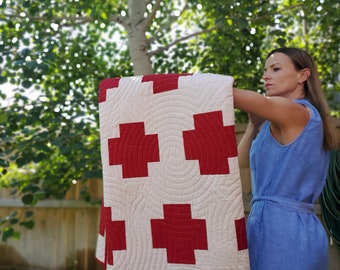 Swiss Cross Classic, Red and White Quilt