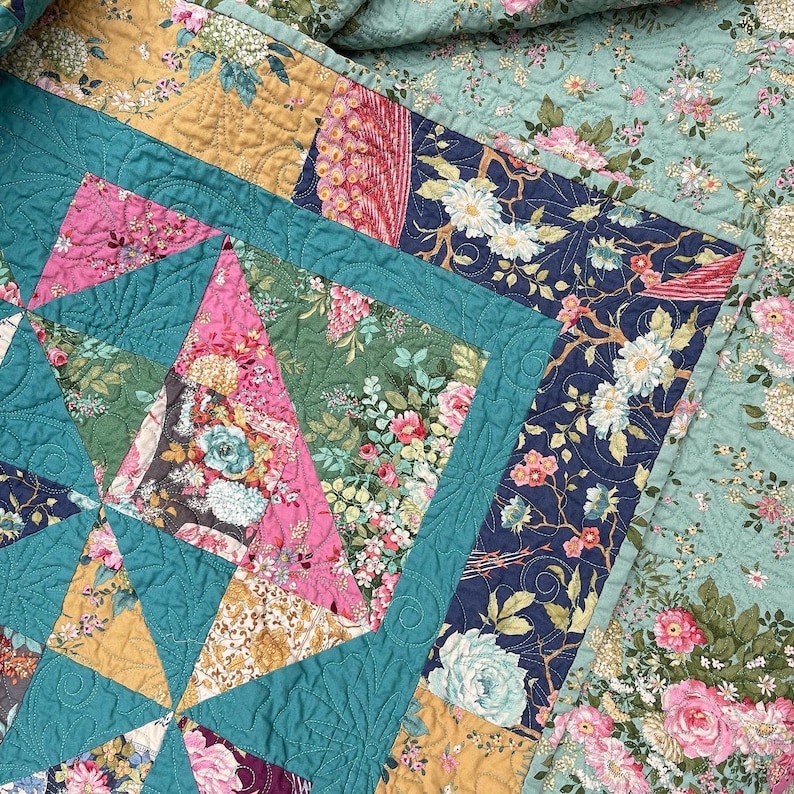All the Colours Floral Quilt Etsy