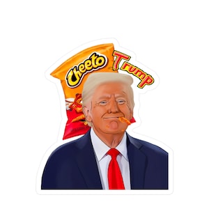 Cheeto Trump Kiss Cut Sticker or Circle Magnet