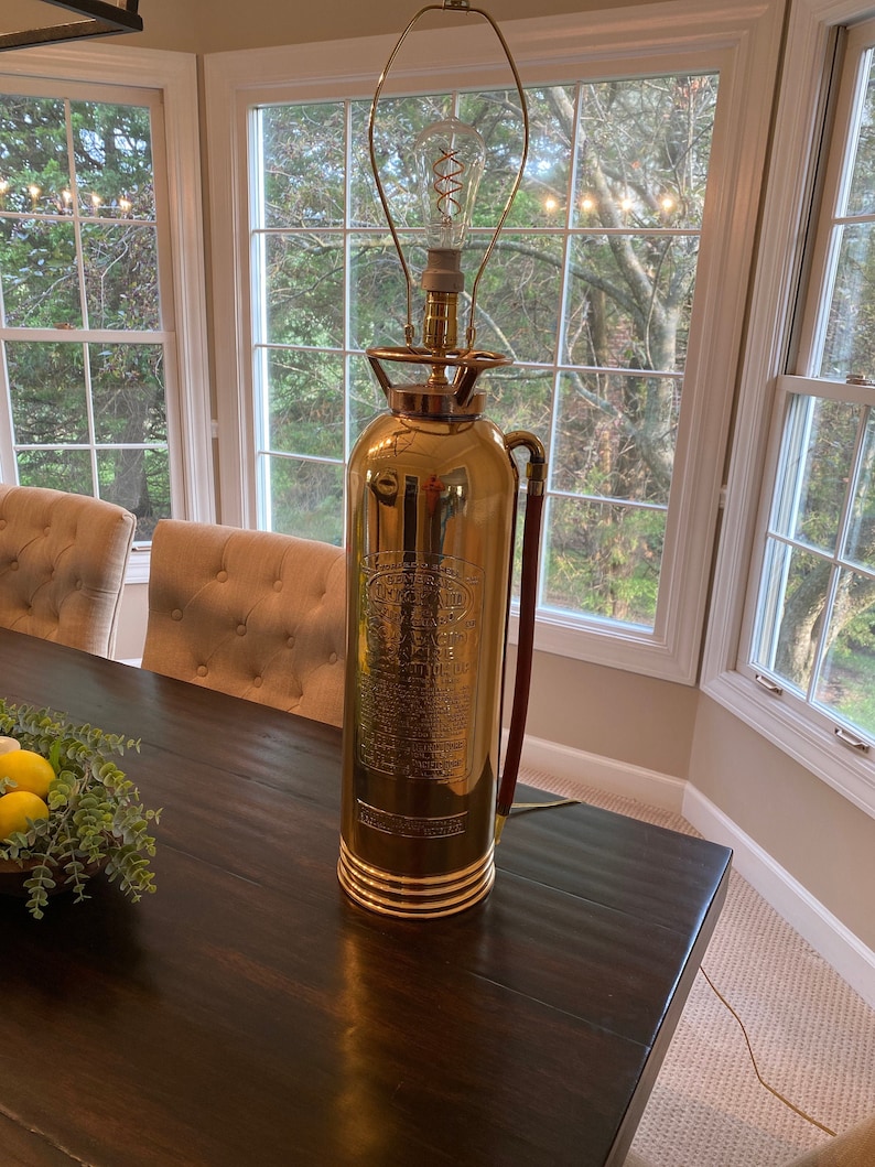 Vintage Brass Fire Extinguisher Light Lamp Etsy